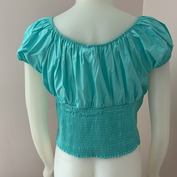 Turquoise Sara peasant top, 2X - Picture 4 of 7